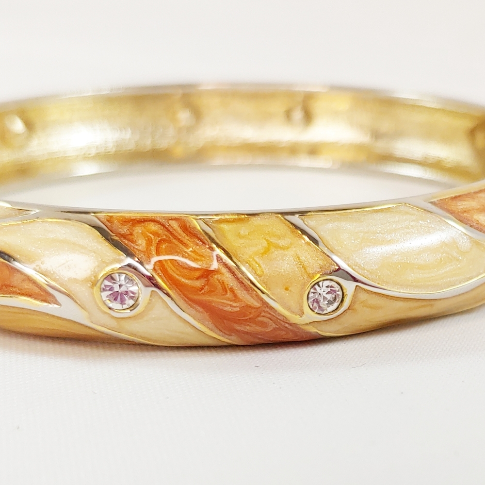 Enamel Bangle Bracelet Cream & Tan Swirls